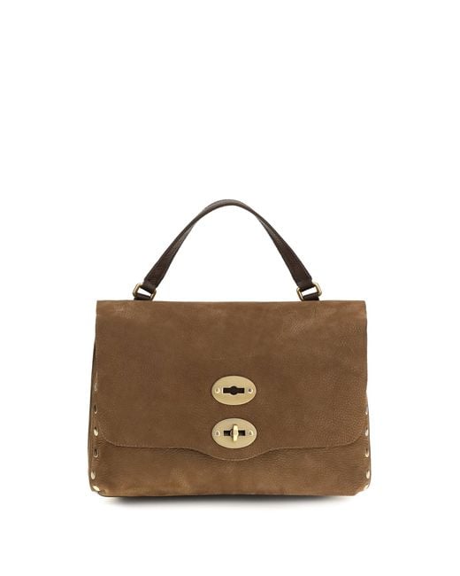 Zanellato Brown Postina Jones Suede Top Handle Bag