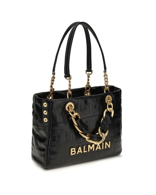 Balmain Black Tote Bag Cabas 1945 Leather