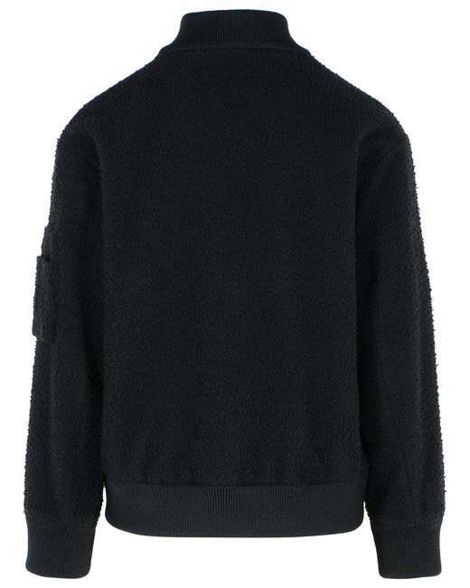 Seven Gauge Black Wool Bomber Jacket for men