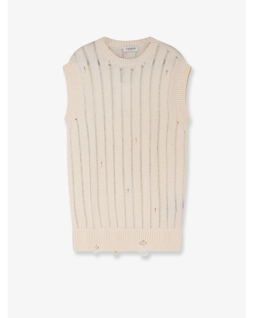 Laneus White Destroyed Effect Cotton Vest for men