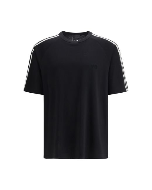 Y-3 Black Short-Sleeve T-Shirt With 3 Stripes for men