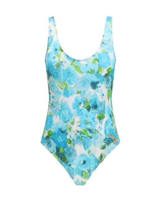 Chloé Blue Chloé Aquatic Flowers Print One-Piece Swimsuit