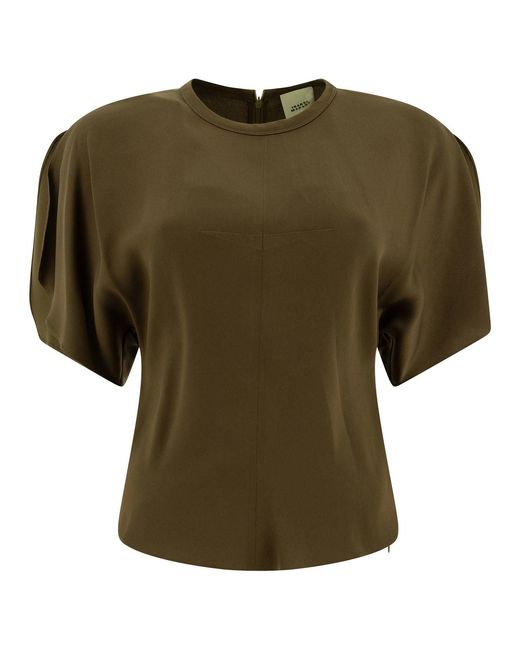 Isabel Marant Green Puff Sleeve Top