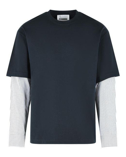 Jil Sander Blue Midnight Cotton T-Shirt for men