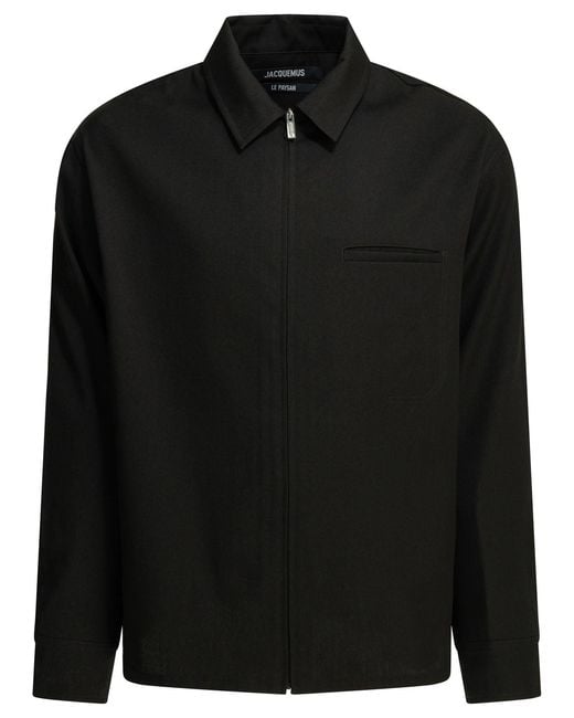Jacquemus Black Casual Shirt "Le Chemise Mecano" for men
