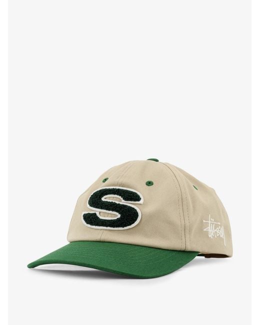Stussy Green Cotton Hat With Flocked Logo for men