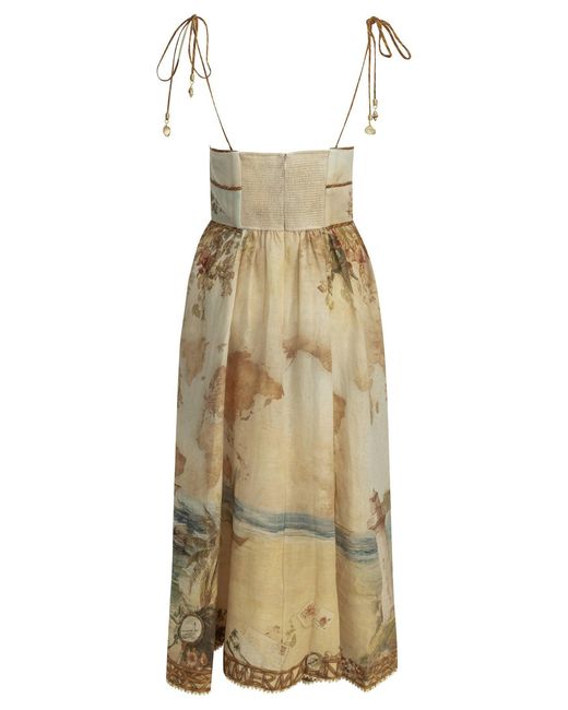 Zimmermann Natural "Mahon" Midi Dress