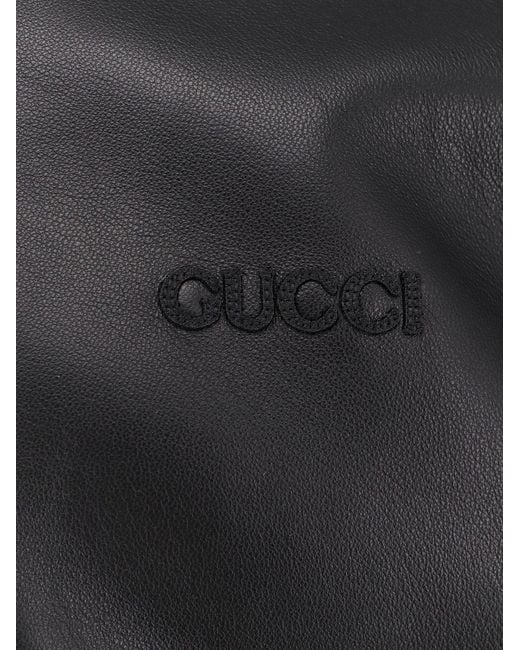 Gucci Blue Leather And Wool Jacket for men