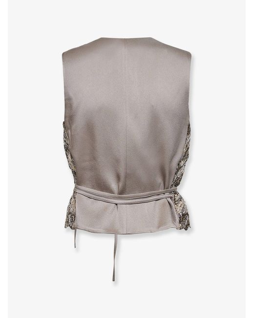 Brunello Cucinelli White Vest With Sequins Embroidery
