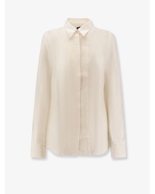 Boss White Bisina Wednesday Lyocell, Silk And Wool Shirt