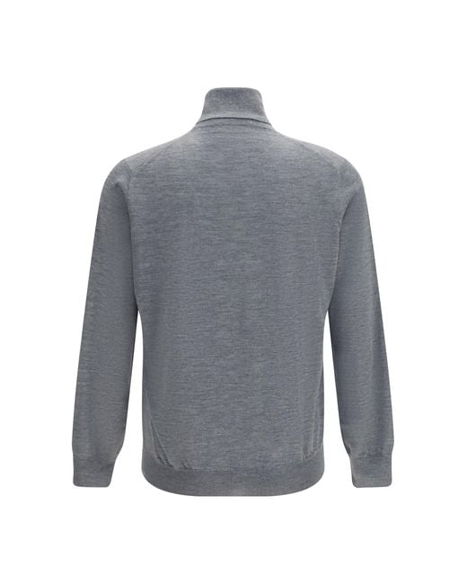 Brunello Cucinelli Gray Wool Turtleneck Sweater for men