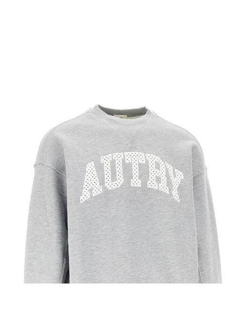 Autry Gray Macramé Logo College Sweatshirt for men