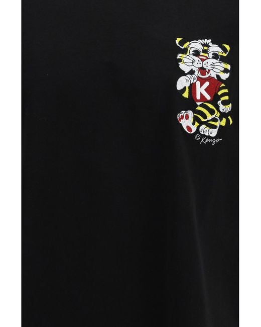 KENZO Black Wild Tiger Motif Embroidered On The Chest Oversized T-Shirt for men