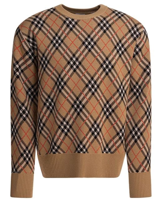 Burberry Brown Wool Blend Crew Neck Sweater for men