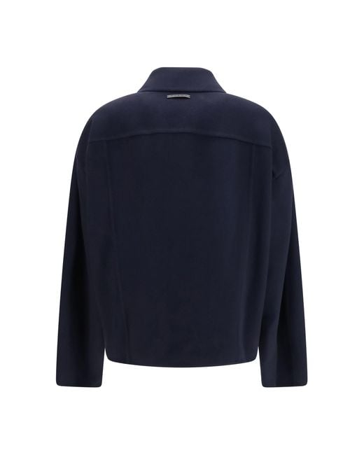 Marni Blue Wool Jacket With Logo Embroidery