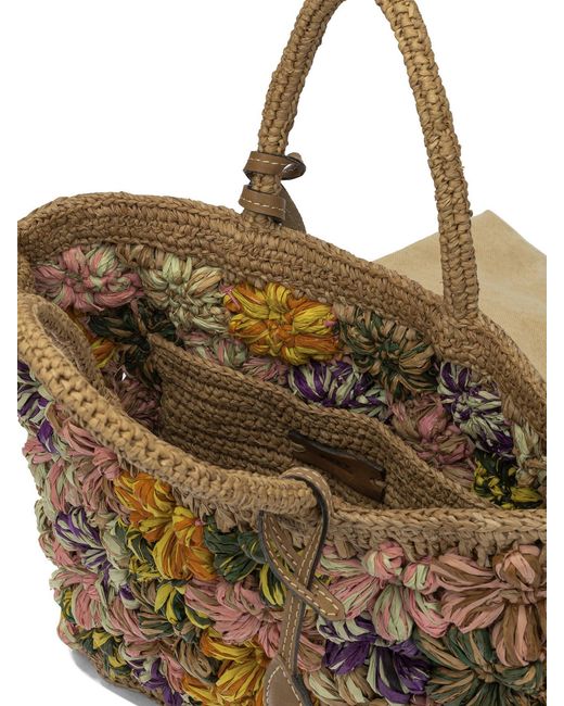 AFAR Brown Flower Small Cognac Shoulder Bag