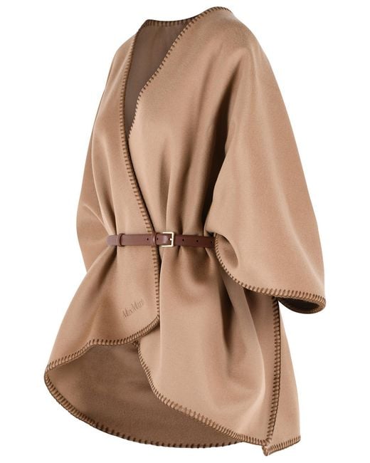 Max Mara Natural 'Colomba' Virgin Wool Cape