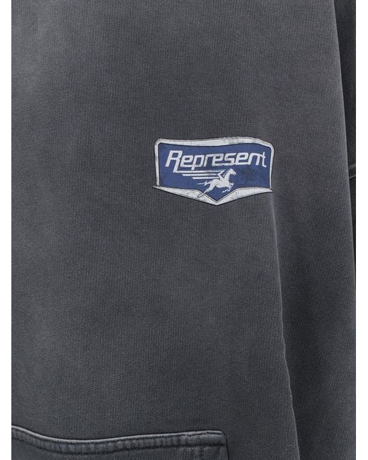 Represent Blue Sweatshirt Hooded Cotton for men