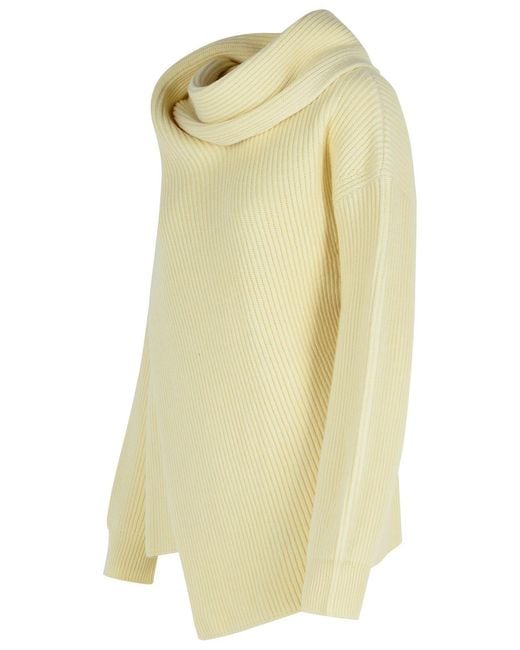 Jil Sander Yellow Ivory Wool Scarf Sweater
