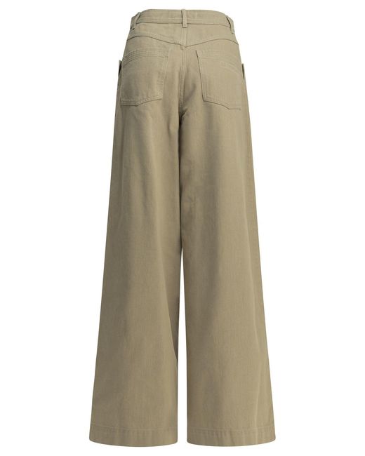 Max Mara Natural Wide-Leg Cotton Trousers