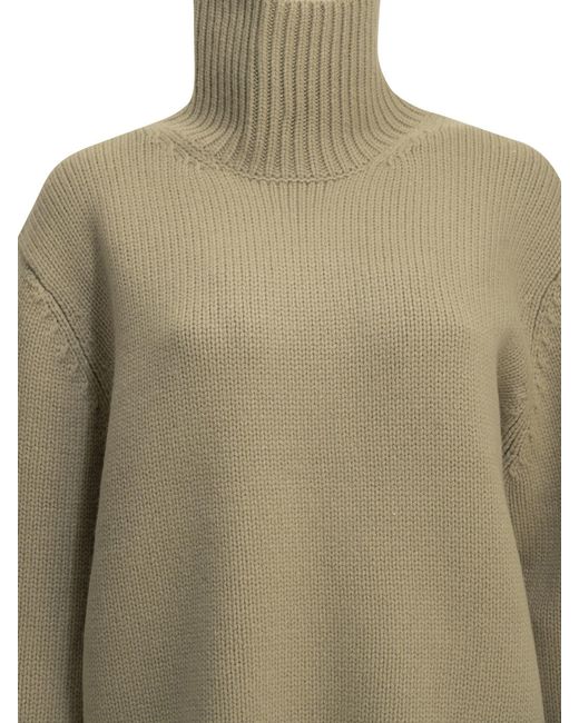 Totême Green Wool Turtleneck Sweater