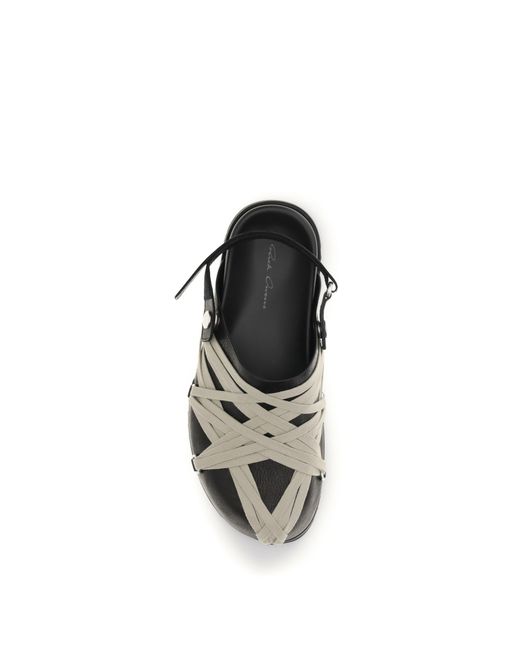 Rick Owens White Mules Megalace Leather