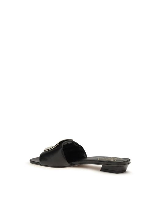 Roger Vivier White Leather Slide Sandals