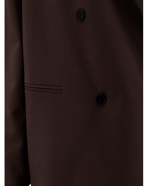 Alysi Brown Double-Breasted Stretch Virgin Wool Blazer
