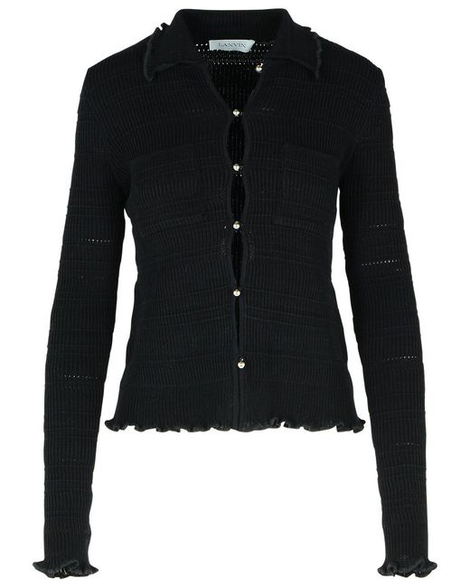Lanvin Black 'Ribbed' Cotton Cardigan