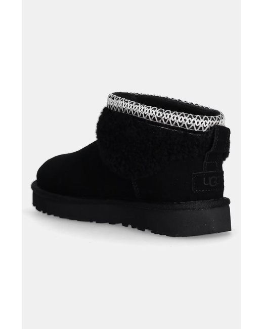 Ugg Black "Classic Ultra Mini Maxi Curly" Ankle Boots