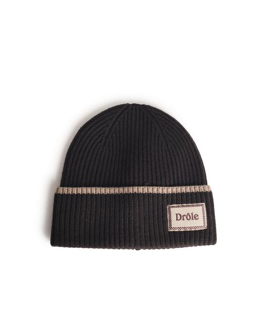 Drole de Monsieur Black 'Le Bonnet Laine' Merino Wool Beanie for men