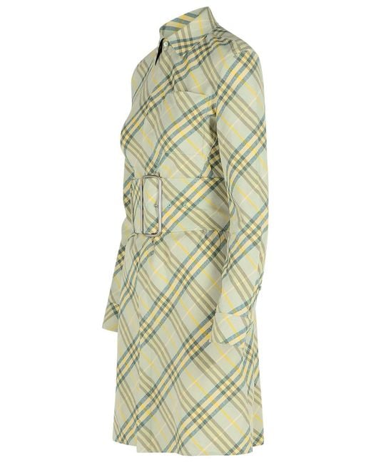 Burberry White 'Check' Linen Dress