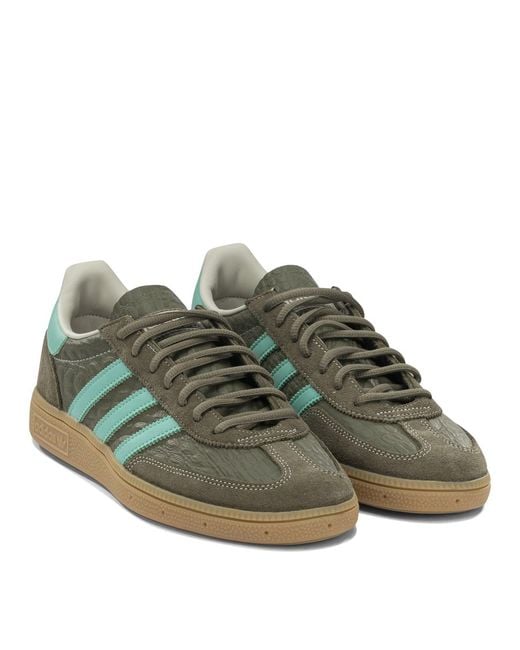 Adidas Originals Green Handball Spezial Leather Rubber Sneakers for men