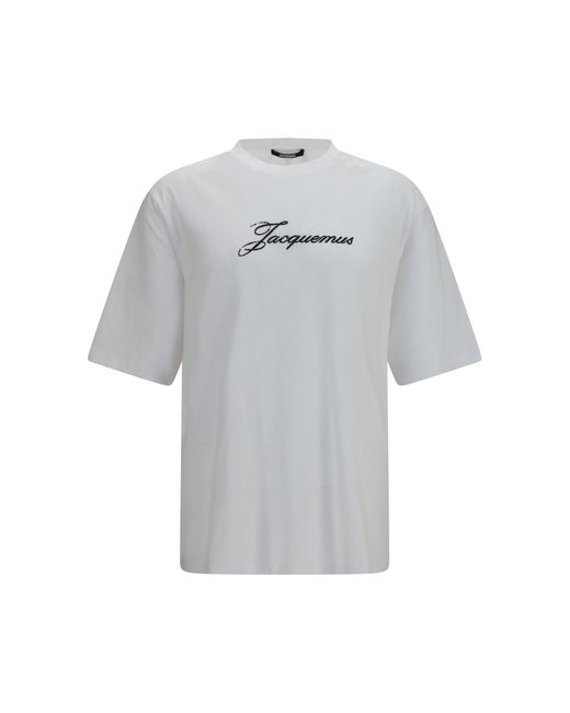 Jacquemus Gray Cotton Logo T-Shirt for men