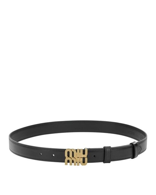 Miu Miu Black Leather Belt With Logo