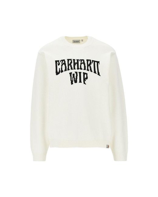 Carhartt White 'Deck' Cotton Crewneck Sweater for men