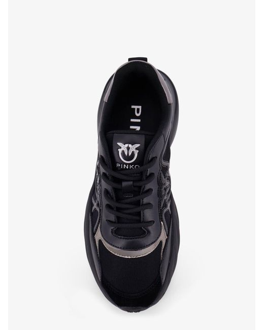 Pinko Black Ariel 33 Leather Sneakers With Nylon Inserts