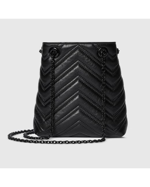 Gucci Black "Gg Marmont" Mini Bucket Bag