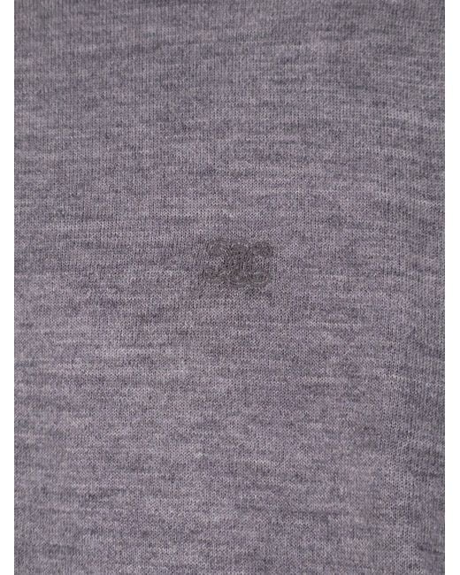 Céline Purple Cashmere And Silk Polo Shirt With Embroidery Logo On The Front