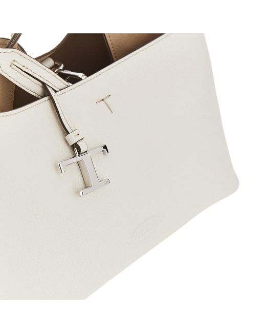 Tod's Gray Grained Leather Micro Shopping Bag