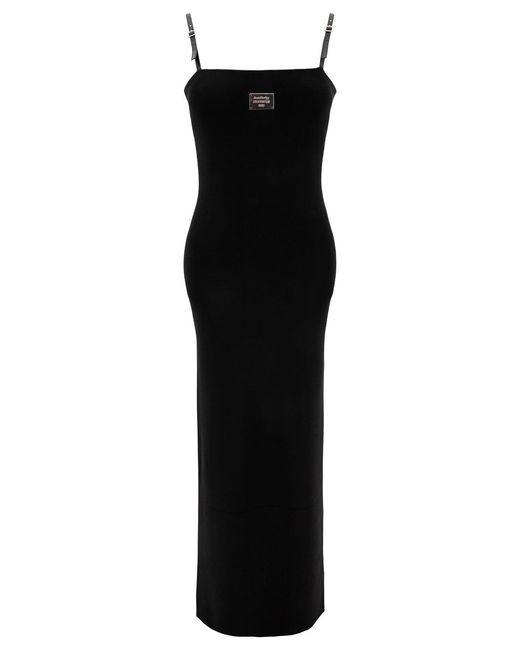 Acne Black Strap Logo Mini Dress For