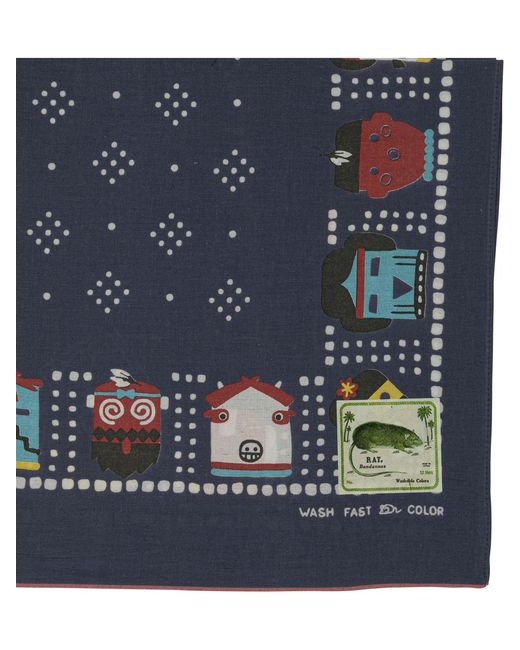 Kapital Blue "Kachina & Peckish Rainbowy" Scarf for men