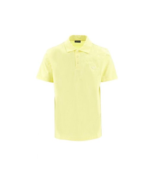 Emporio Armani Yellow Eagle Patch Jersey Polo Shirt for men