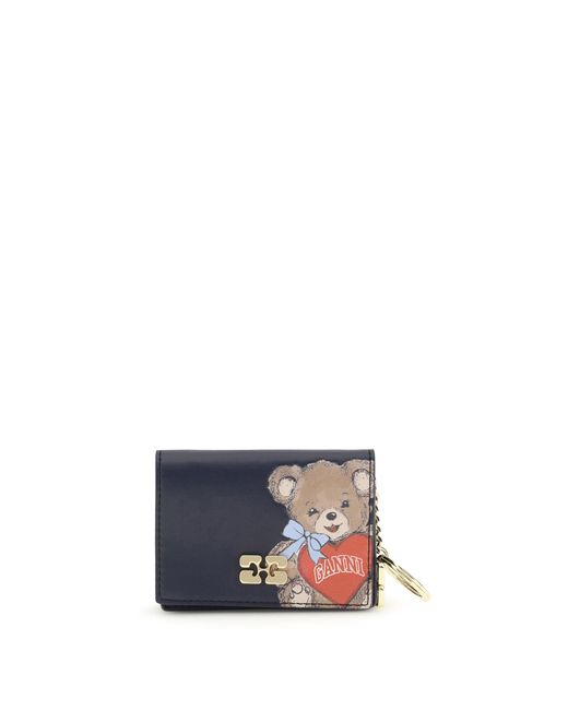 Ganni White Bear Print Card Holder