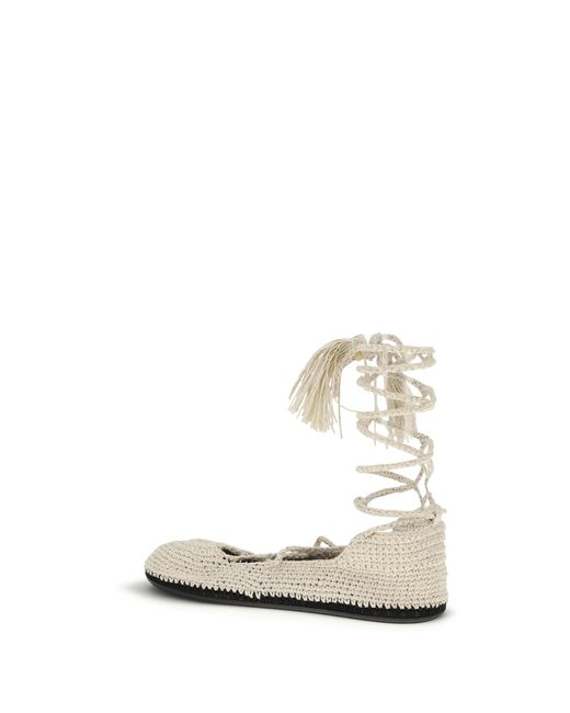Alanui White Lace-Up Ballerinas