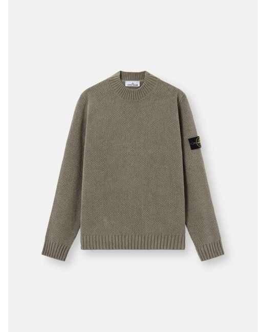 Stone Island Green Cotton Knitwear With Mok Neck for men