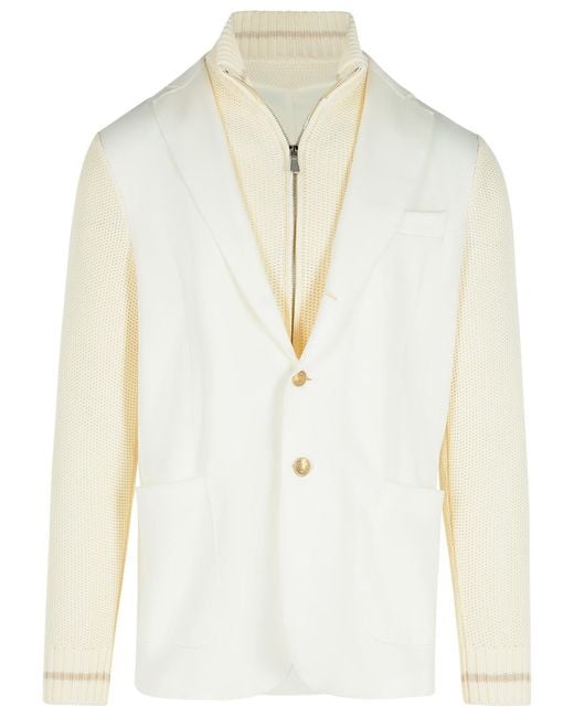 Eleventy White Cotton Blend Cardigan for men