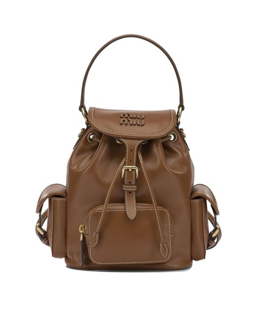Miu Miu Brown Leather Backpack