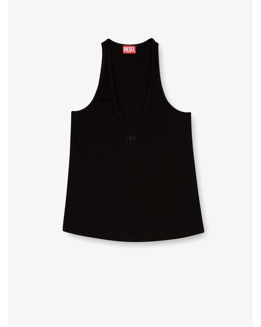 DIESEL Black Ribbed Cotton Tank Top