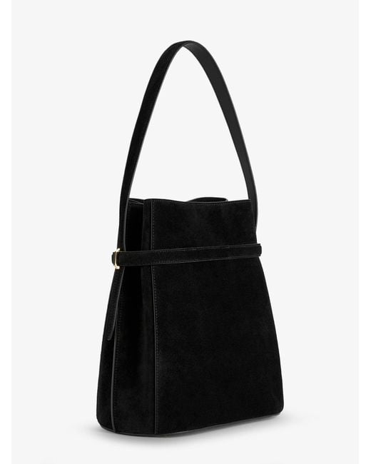 Totême  Black Belted Suede Bucket Bag
